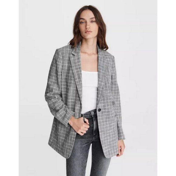 💕RAG & BONE💕 Ames Deconstructed Check Tweed Relaxed Fit Blazer Grey 8 NWT - Picture 4 of 16